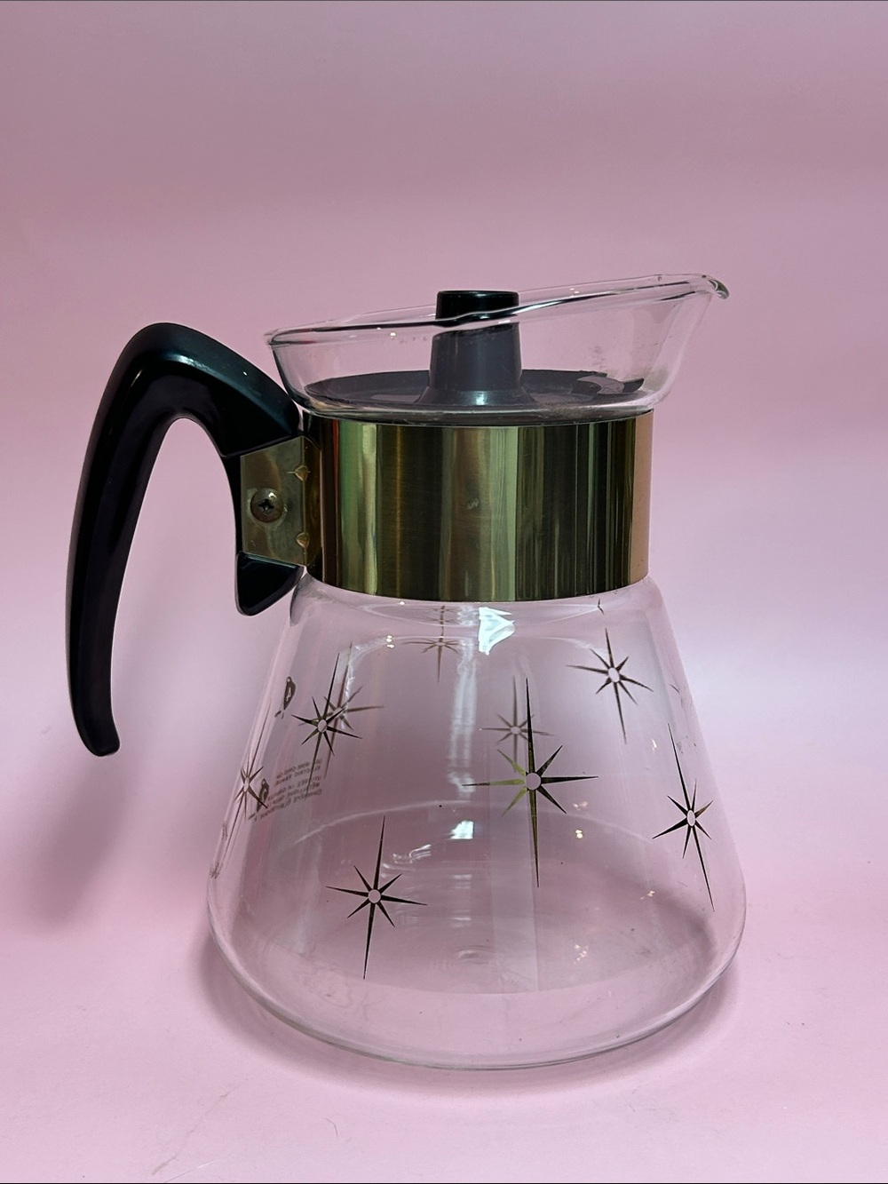 Vintage Pyrex Corning 1960s Atomic Star Burst 6  Cup Coffee Pot Carafe